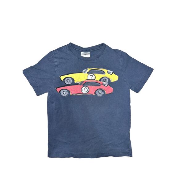 Hanna Andersson Blue Tee with Red and Yellow Car Print, Size 130 - Picture 2 of 4
